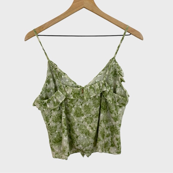 Misa Los Angeles Green White Floral Ruffle Bambi Tank Size Medium - Picture 5 of 9
